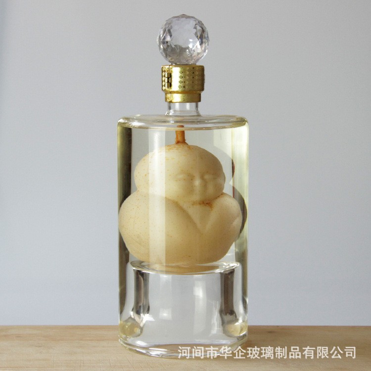河間華企高硼硅玻璃工藝酒瓶高檔酒瓶吹制玻璃藝術(shù)酒瓶異形玻璃泡酒器